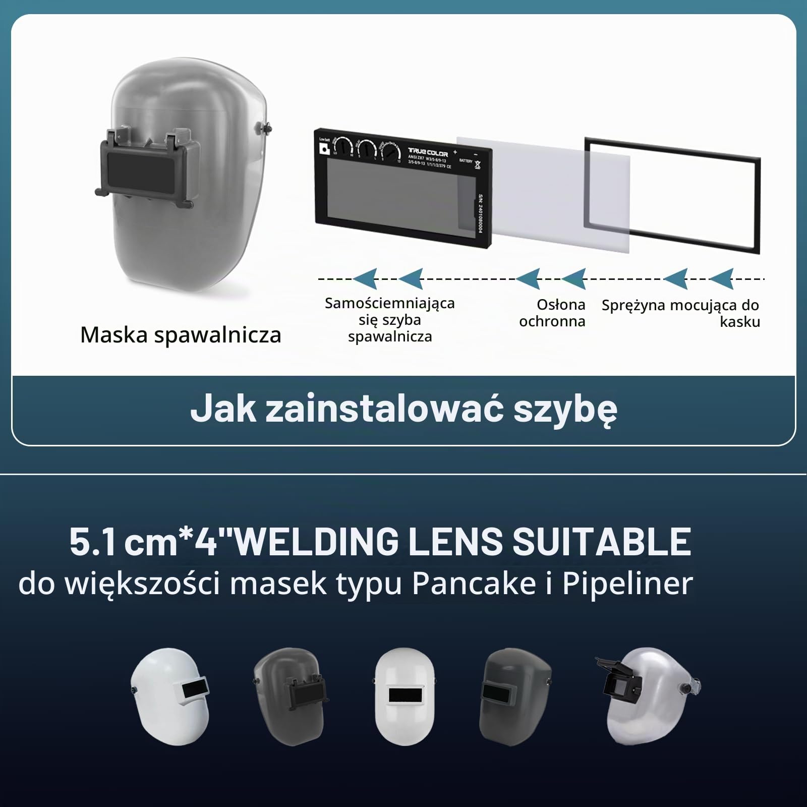 Brvclon 2 x 4 automatyczne zaciemnienie obiektywu spawalniczego 5-13, ładowanie słoneczne, automatyczne ciemne soczewki spawalnicze, zmienny odcień 5-13, technologia HD i True Color, działa na maskach
