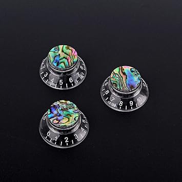 Alnicov 3PCS Guitar Contral Knobs,Electric Guitar Speed Knobs,With Abalone Shell Tone Volume Control Knobs Silver