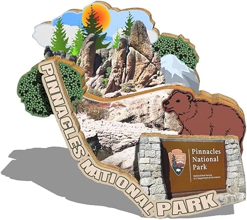 Imán del Parque Nacional de los pináculos de los Estados Unidos, imán de nevera, hitos de madera 3D, recuerdos coleccionables, decoración hecha a