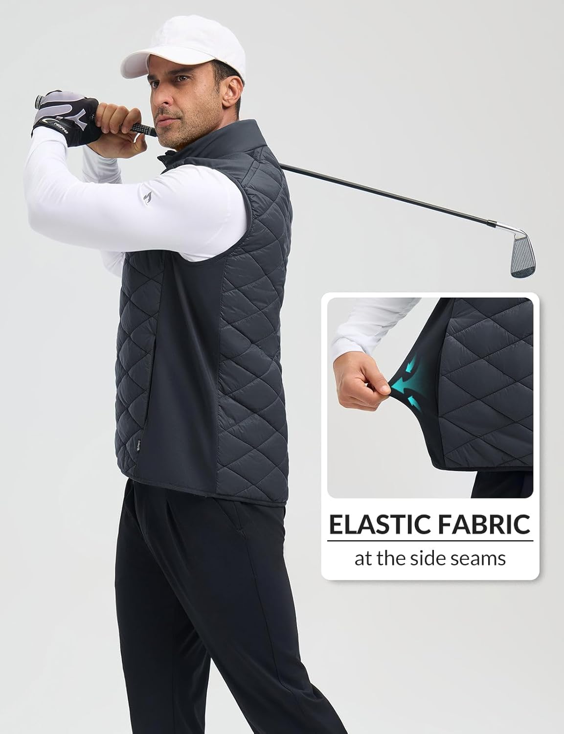 baleaf Men's Puffer Vest Outerwear Golf Sleeveless Jacket Winter Warm Lightweight Pockets Windproof - Image 5