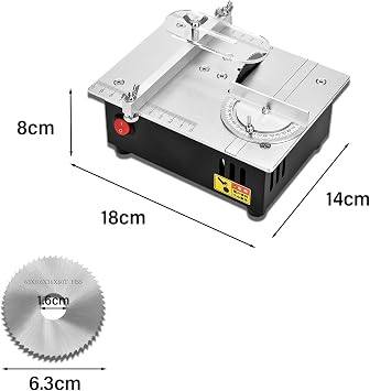 Precision Mini Electric Table Saw, DIY Hobby Handmade Woodworking Bench Cutting Machine Adjustable Cut Depth Small Desktop Saw for Miniature Wood Craft (Style-1)