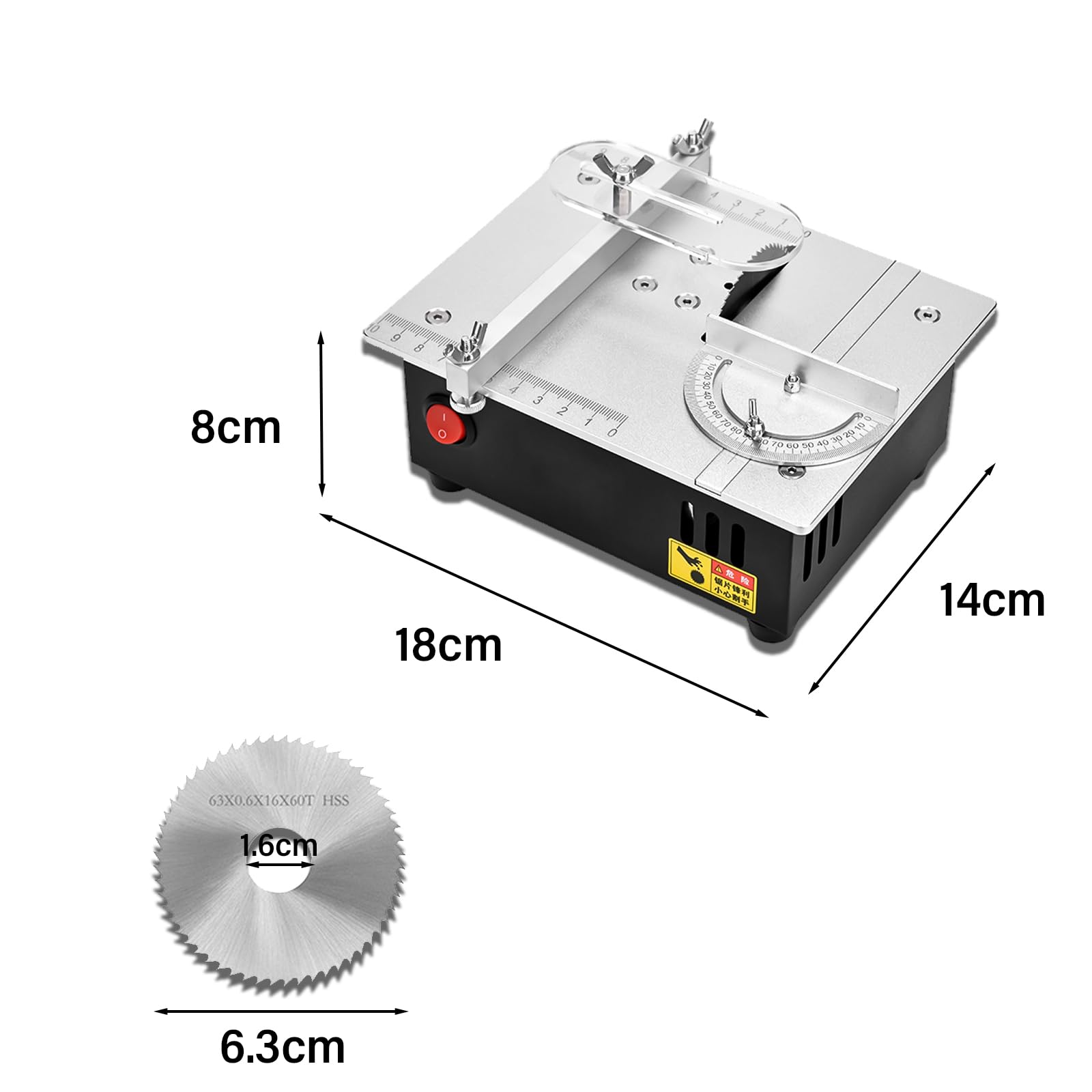 96W Tischkreissäge mit 4 Klingen, 7-Gang-Netzteil Mini Elektrische Tischsäge Tragbare Präzisions Schneidmaschine Multifunktionale Kleine Table Saw für Holzbearbeitungsprojekte (Nicht Einstellbarer)