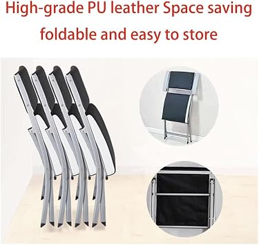 Metal Folding Chair, PU Leather Padded, 16.515.737.4in