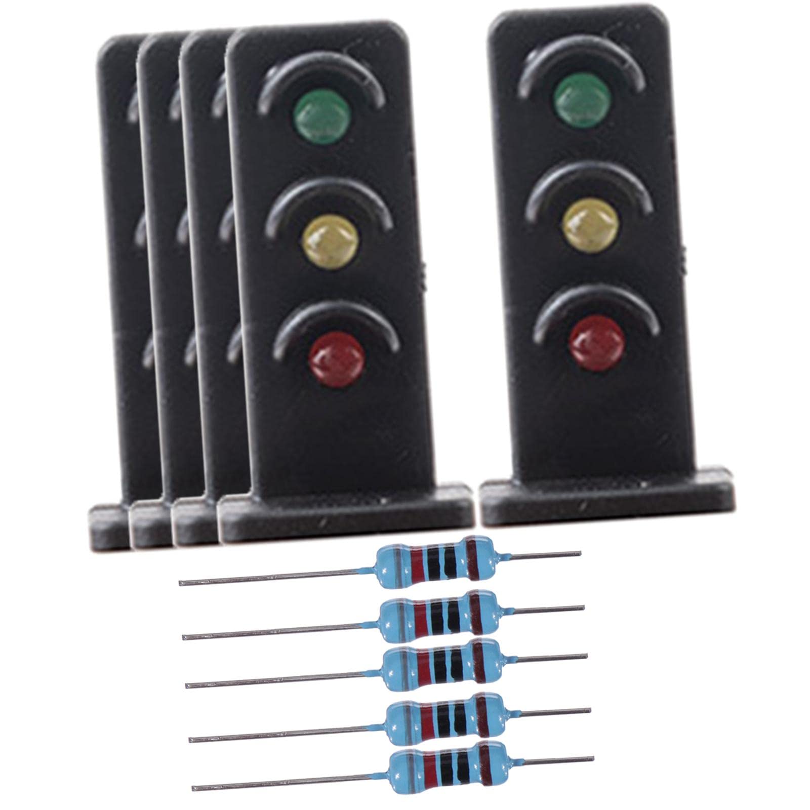 5 Stück Signalampel Modellbahn Signallampe Eisenbahnsignal Modellleuchte Bahnübergangslampe Aus für 3v Ohne Widerstand Oder 12v mit Widerst, 3