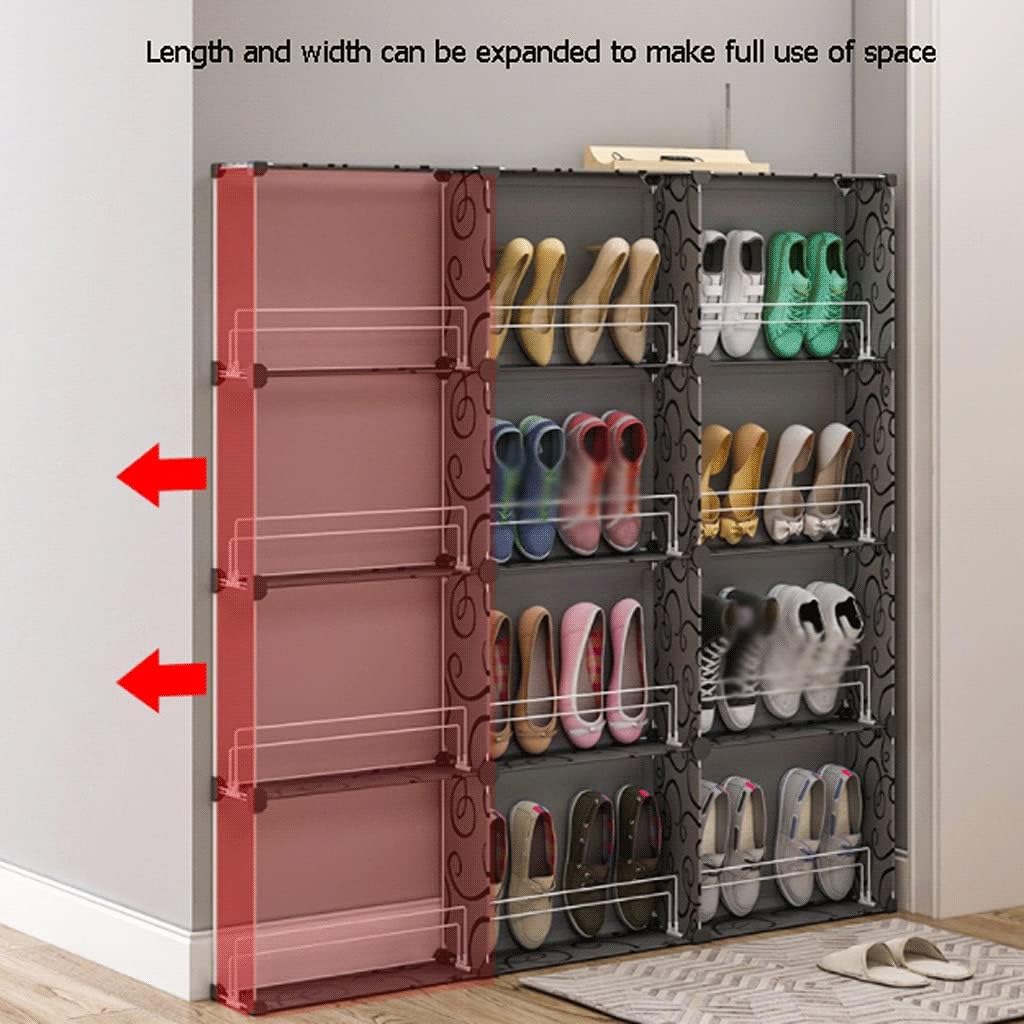 シューズラック 4段 スリム 組み立て品 スチール製 （ おしゃれ シューズスタンド 省 スペース 靴収納 玄関 下駄箱 靴 収納 ラック シンプル  簡単 組み立て 玄関収納 シューズ 省スペース シューズボックス コンパクト 狭い玄関 ） 【ブラック】:リビングート JRE MALL店 ... 積み重ね可能なABS製シューズラック - 玄関収納用の頑丈な4段シューズシェルフ。簡単に設置できる細長いシューズスタンド。多機能キャ