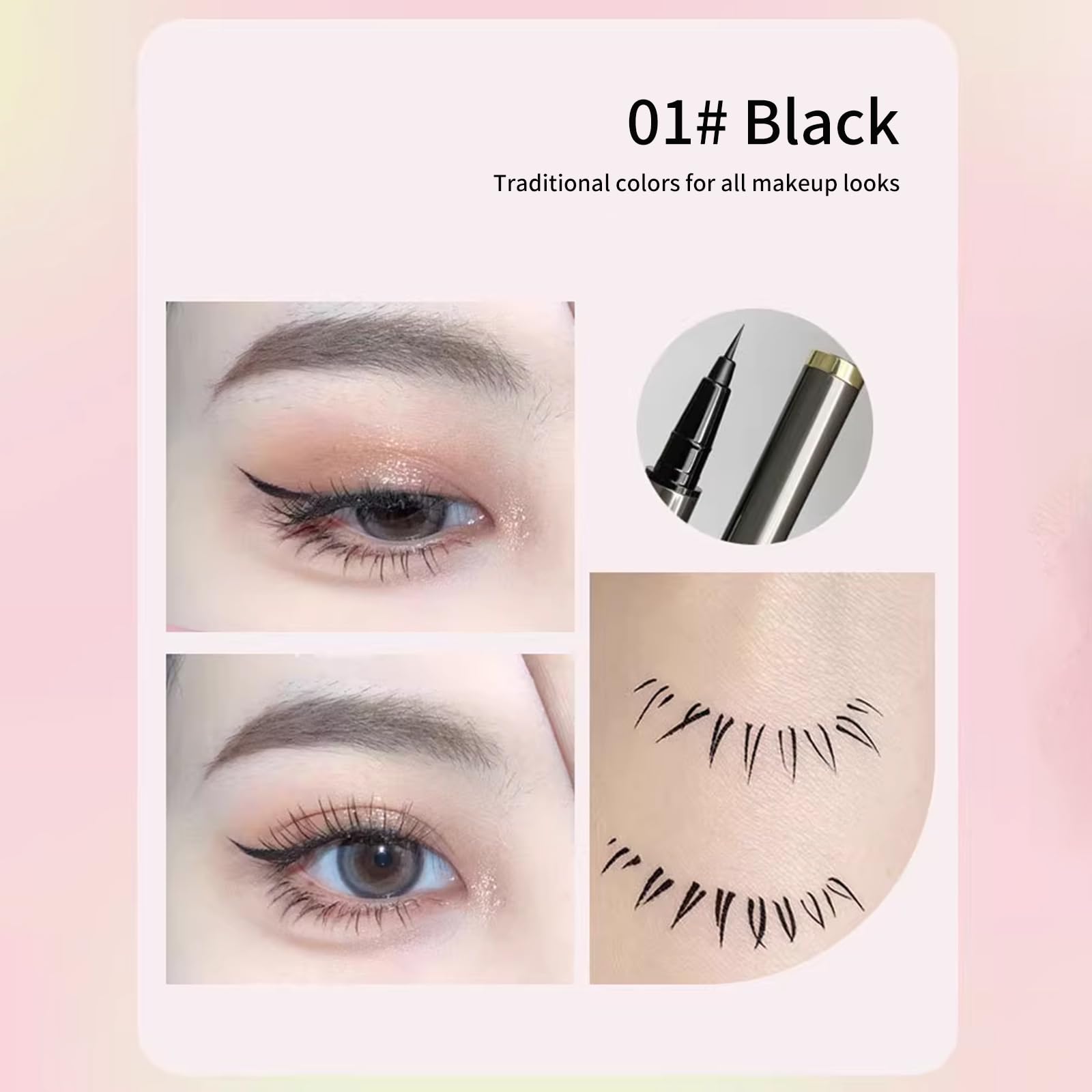 HXLOVE 2PCS Liquid Eyeliner Pen Set – Waterproof Flawless Eye Makeup, Smudge-Proof, Long-Lasting Formula, Easy Application for Daily Use (Black&Dark coffee, 0.6ml)