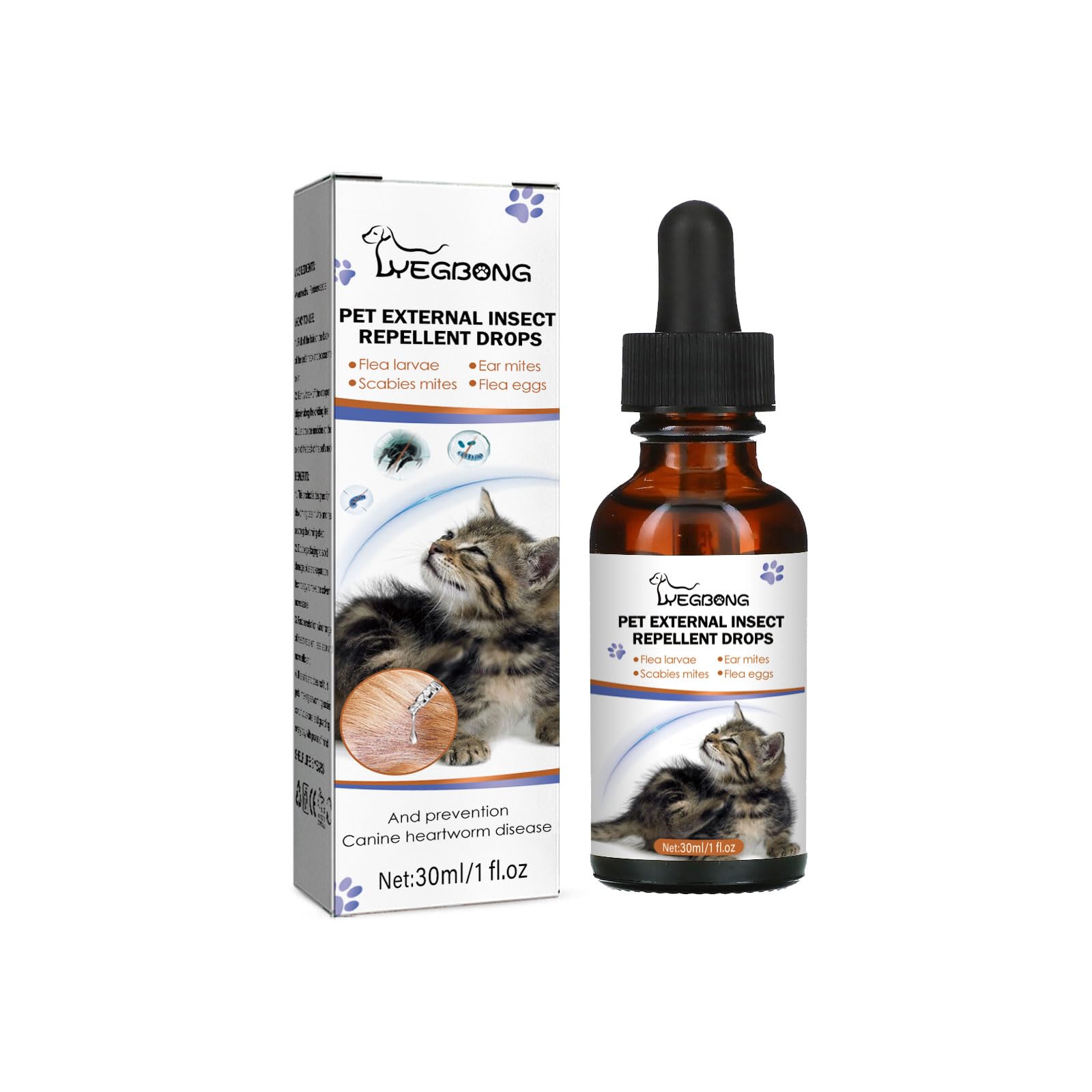 Pet Deworming Liquid Cat & Dog Flea & Tick Cleanser Lice & Tick Remover Drops