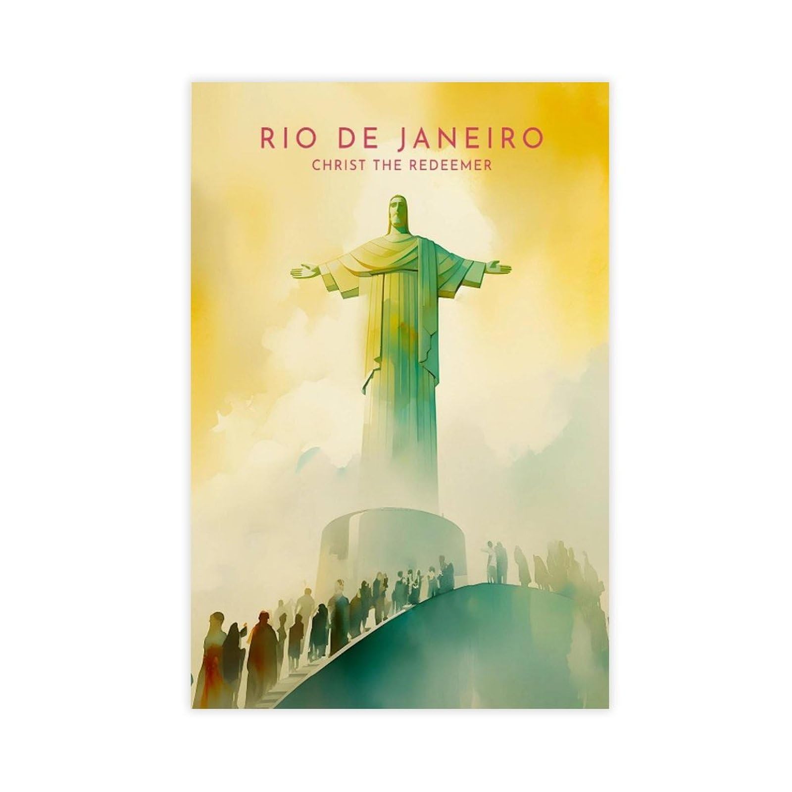 WLQZFRWV Rio De Janeiro Travel- Christ The Redeemer, Brazil Canvas Poster Bedroom Decor Landscape Office Room Decor Gift 24x36inch(60x90cm)