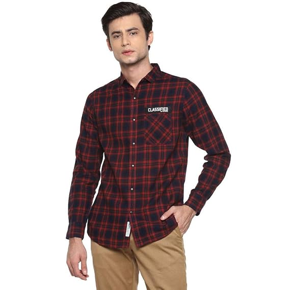 Mens Slim Collar Check Shirt at Amazon 