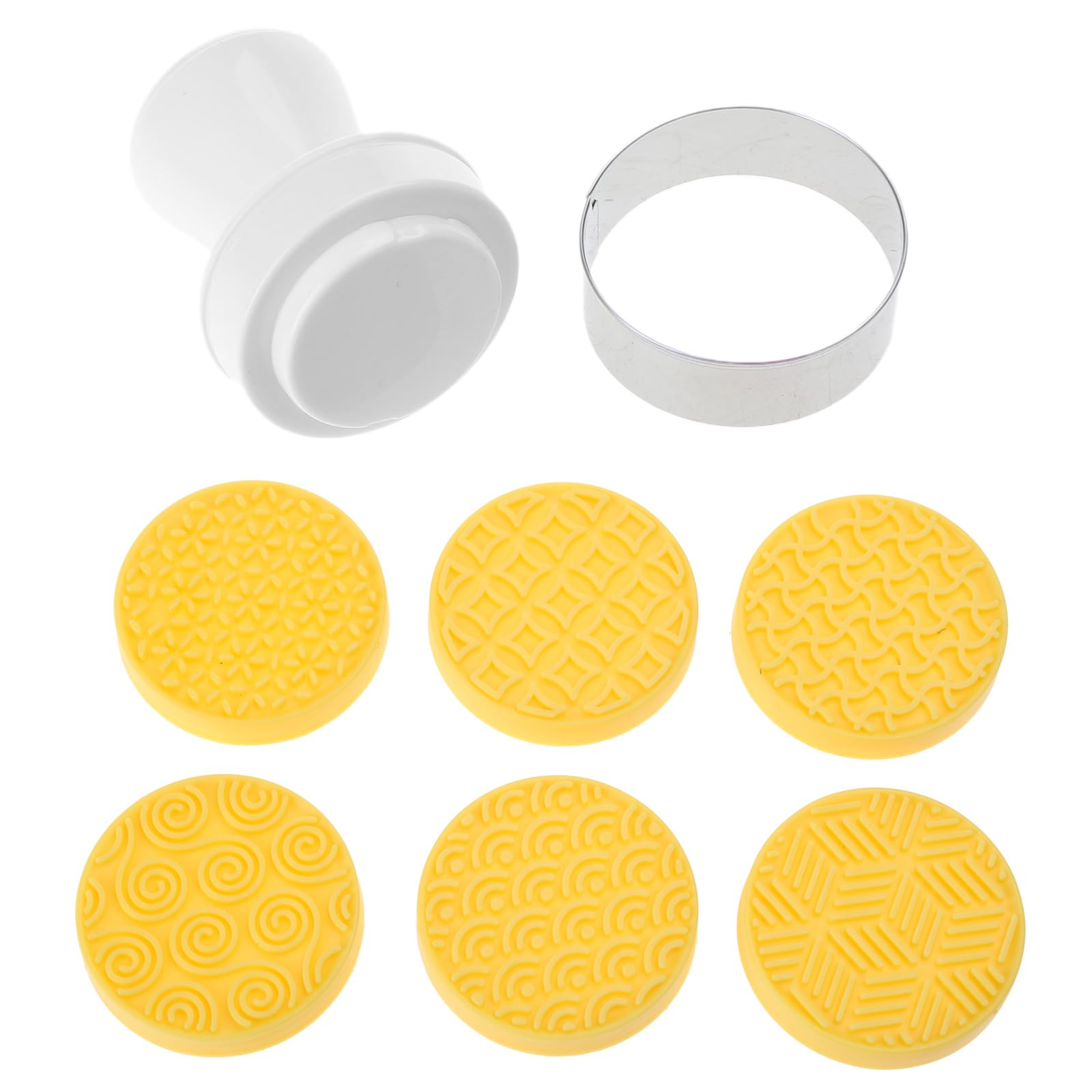 LiRRvb 6Pcs Cake Mold Press Flower Bakeware Cookie Cutter Decor Hand Pressure Biscuit Kitchen Gadget Christmas Stamps for Baking Press Round Flower