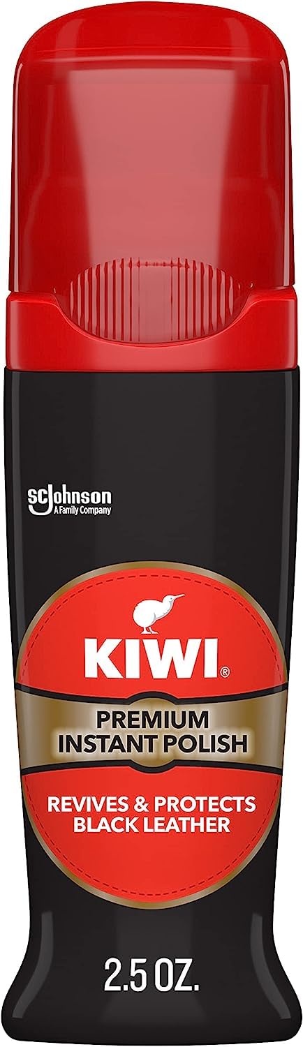 Kiwi Instant Shine Protect Liquid Shoe Polish Black 1 Bottle with Sponge Applicator 2 5 oz Pack of