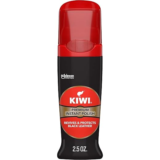 Kiwi Instant Shine & Protect Liquid Shoe Polish, Black, 1 Bottle with Sponge Applicator, 2.5 oz, Pack of 1