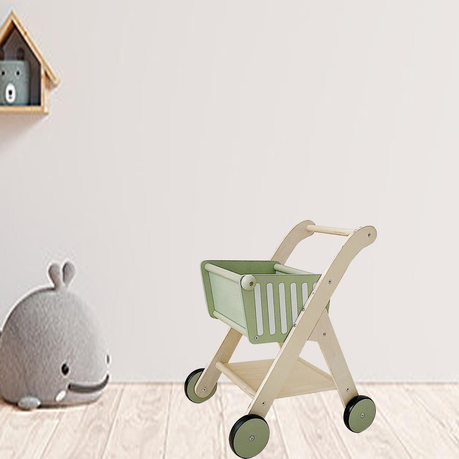 Einkaufswagen aus Holz, Spielzeug für Kinder, Spielhaus, niedlicher Einkaufswagen, Unterhaltung, tolles Geburtstagsgeschenk für Kinder,
