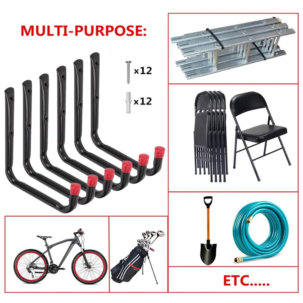 Ganci per appendere grandi carichi pesanti, 6 pezzi, per garage, scala per bici, staffe montate a parete, durevoli, 14 cm