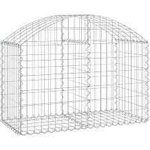 Gabion with High Arch 100 x 50 x 60/80 cm Silver Galvanised Iron 3.5 mm Wire Mesh 5 x 10 cm Robust Stone Box as Modern Flower Pot Outdoor for Garden Balcony and Patio