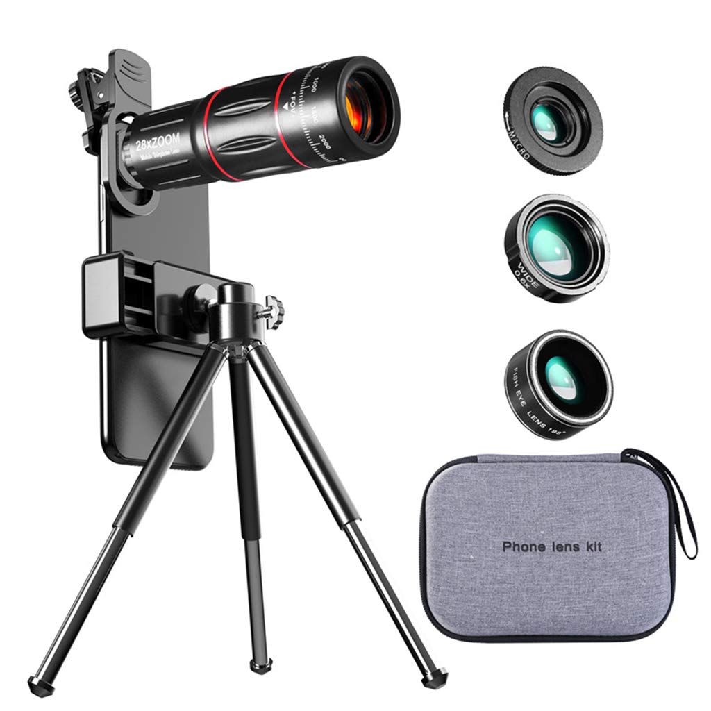 Teleskop monokularowy z 28-krotnym zoomem HD + statyw + klips do uniwersalnego telefonu komórkowego
