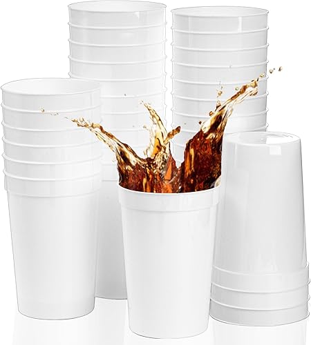 Vista 7 de Fasmov Paquete de 30 vasos de plástico de 16 onzas, vasos de plástico en blanco, reutilizables, para fiestas, eventos, marketing, bodas, color morado