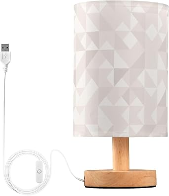 FRODOTGV Bedside Lamp Retro Geometric White Grey Silver Living Room Lamp Table Lamp for Study Dorm Room