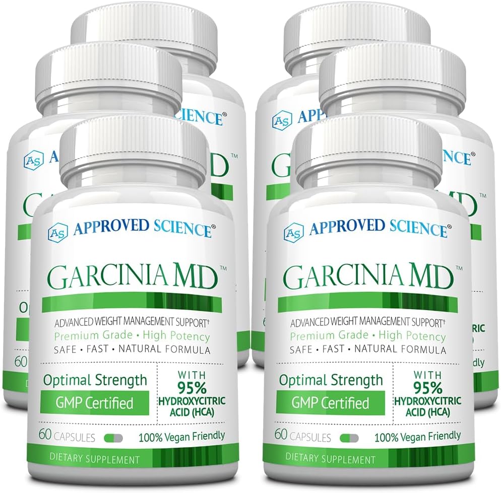 Approved Science Garcinia MD - 95% HCA - 1600mg Garcinia Cambogia Extract - 60 Vegan Capsules - Pack of 3