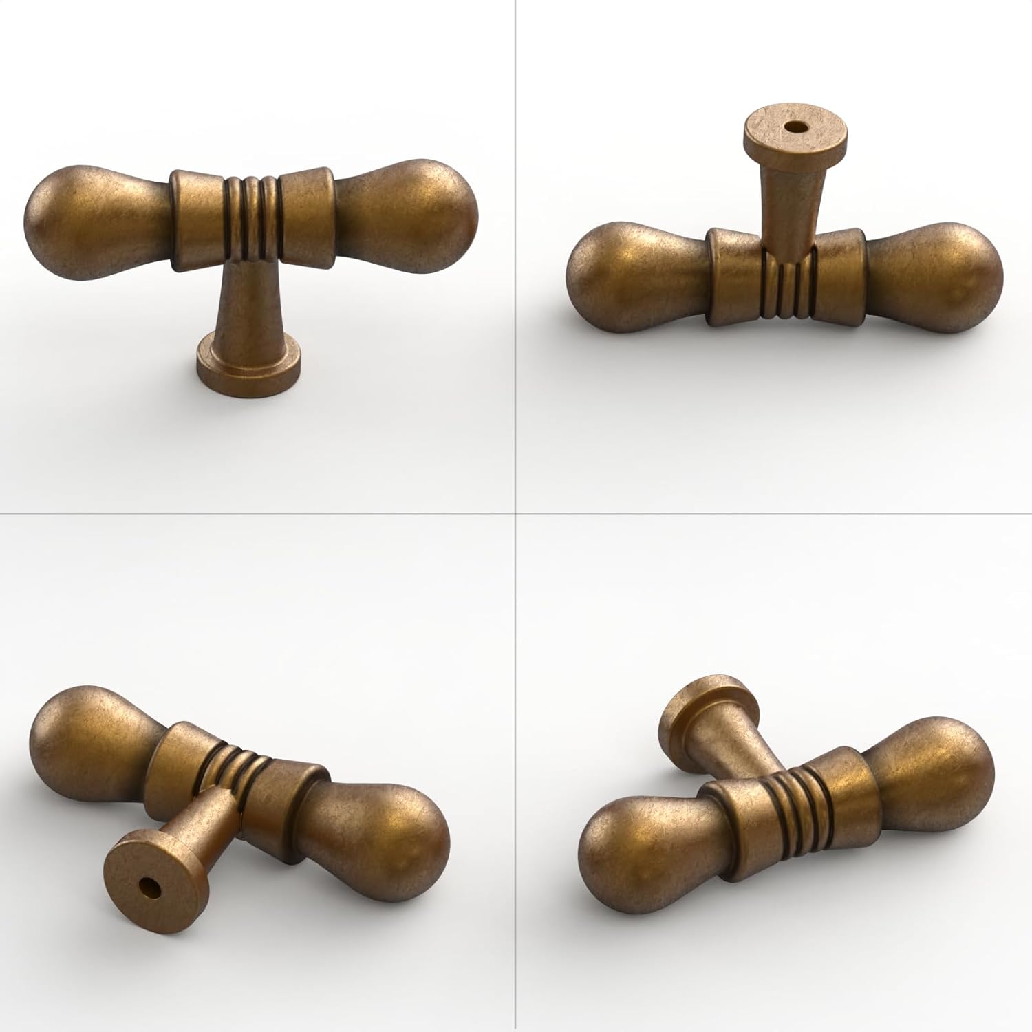 9BUILD 10 Pack 1.2 Inch Antique Brass Cabinet Knobs Kitchen Cabinet Knobs Drawer Knobs Square Vintage for Cabinets Retro