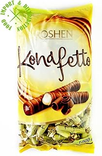 Chocolate Covered Wafer Candy Konafetto Bianco Condensed Milk-Cream Filling, Delicious, Flavorful Sweets Bulk Candy 2.204lb/1kg