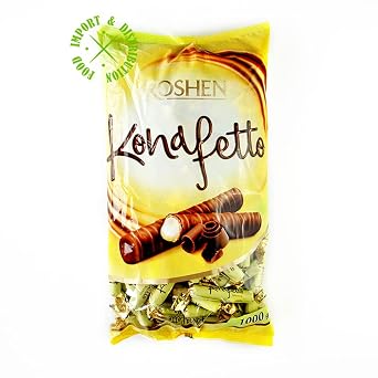 Roshen Chocolate Covered Wafer Candy Konafetto Bianco Condensed Milk-Cream Filling, Delicious, Flavorful Sweets Bulk Candy 2.204lb/1kg