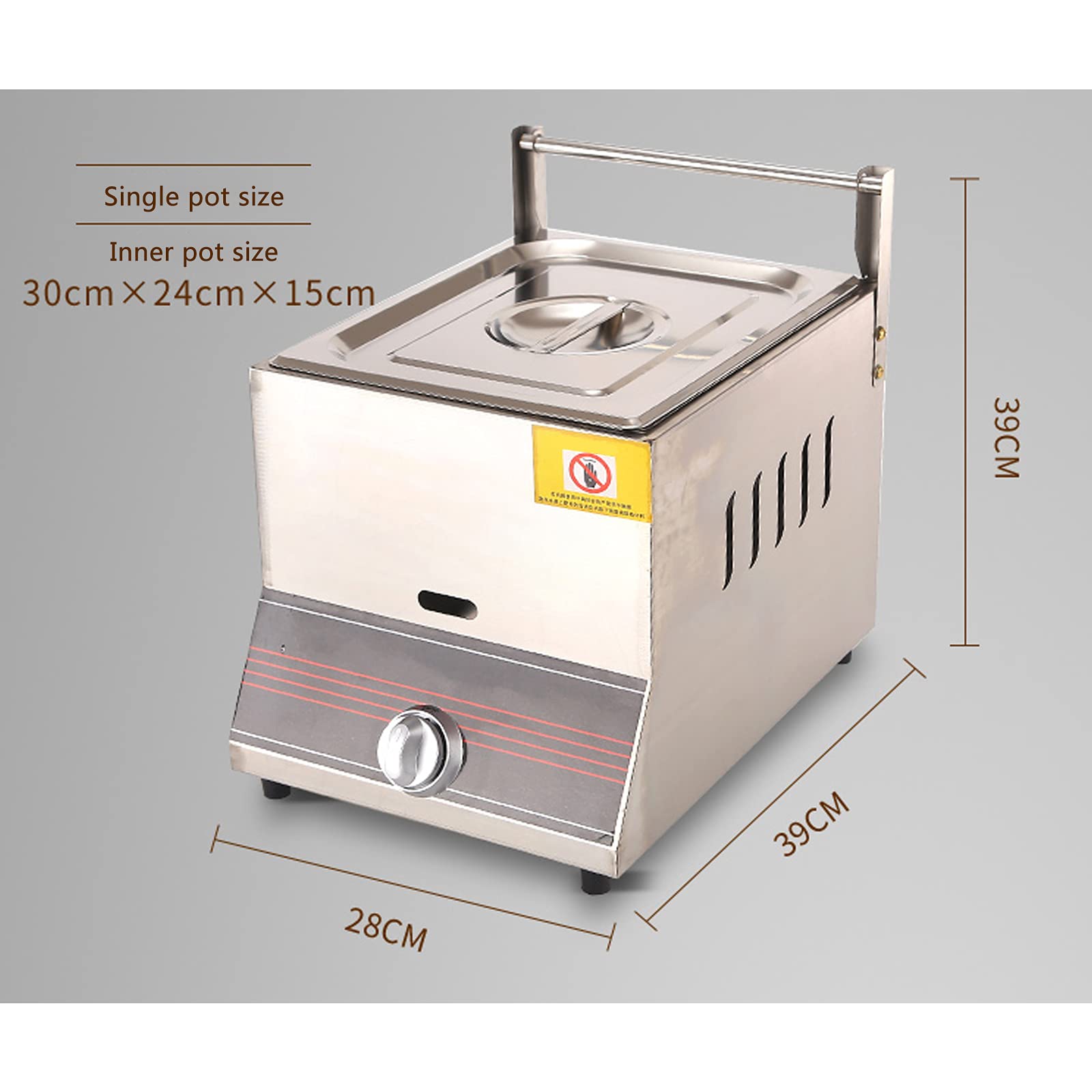 Deep Fryer Friteuse à gaz Professionnelle, friteuse de Frites de Poulet d'acier Inoxydable de réservoir de 6L avec la cuillère de Panier pour la friteuse de Famille Restaurant Commercial