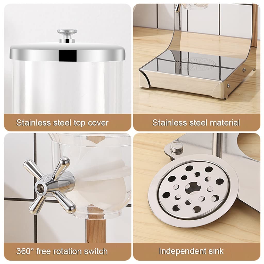 Dispenser per cereali, caramelle, snack, 10,5 l, in acciaio inox, triplo controllo, per self-service e cibo secco ricaricabile, opzione durevole e conveniente