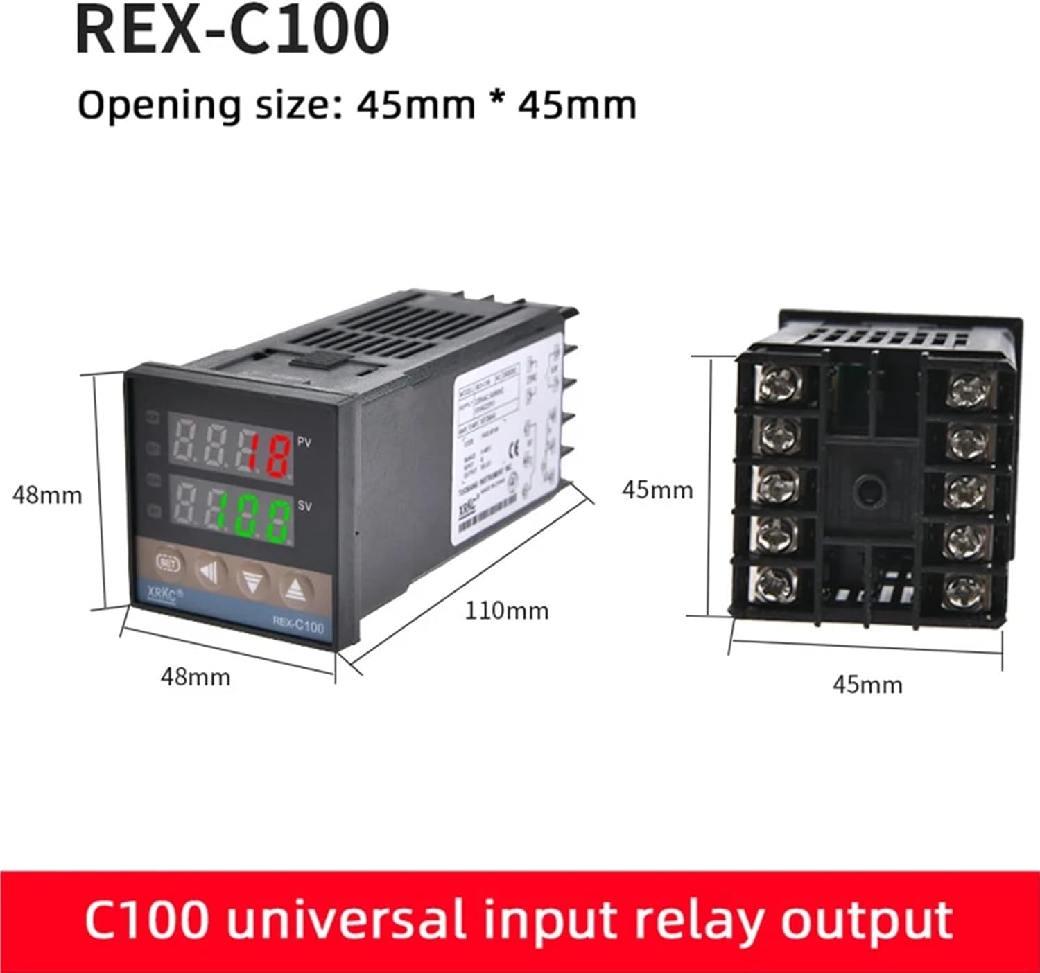 REXC-700/ REX-C100 Temperature Controller Digital PID REX Temperature Controller SSR/ Relay Output Power(Red)