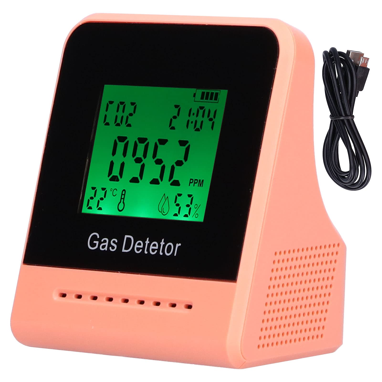 Rilevatore di qualità dell'aria Monitor di anidride carbonica con sensore di umidità della temperatura Visualizzazione in tempo reale per palestra di casa e ufficio Materiale ABS (Rosa)