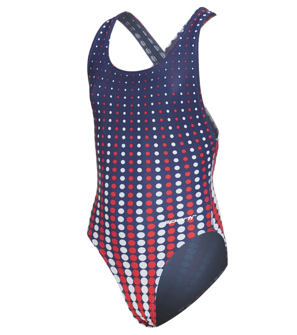 Sporti Girls' &amp; Women's Athletic Wide Strap Abstract Print One-Piece Suit
