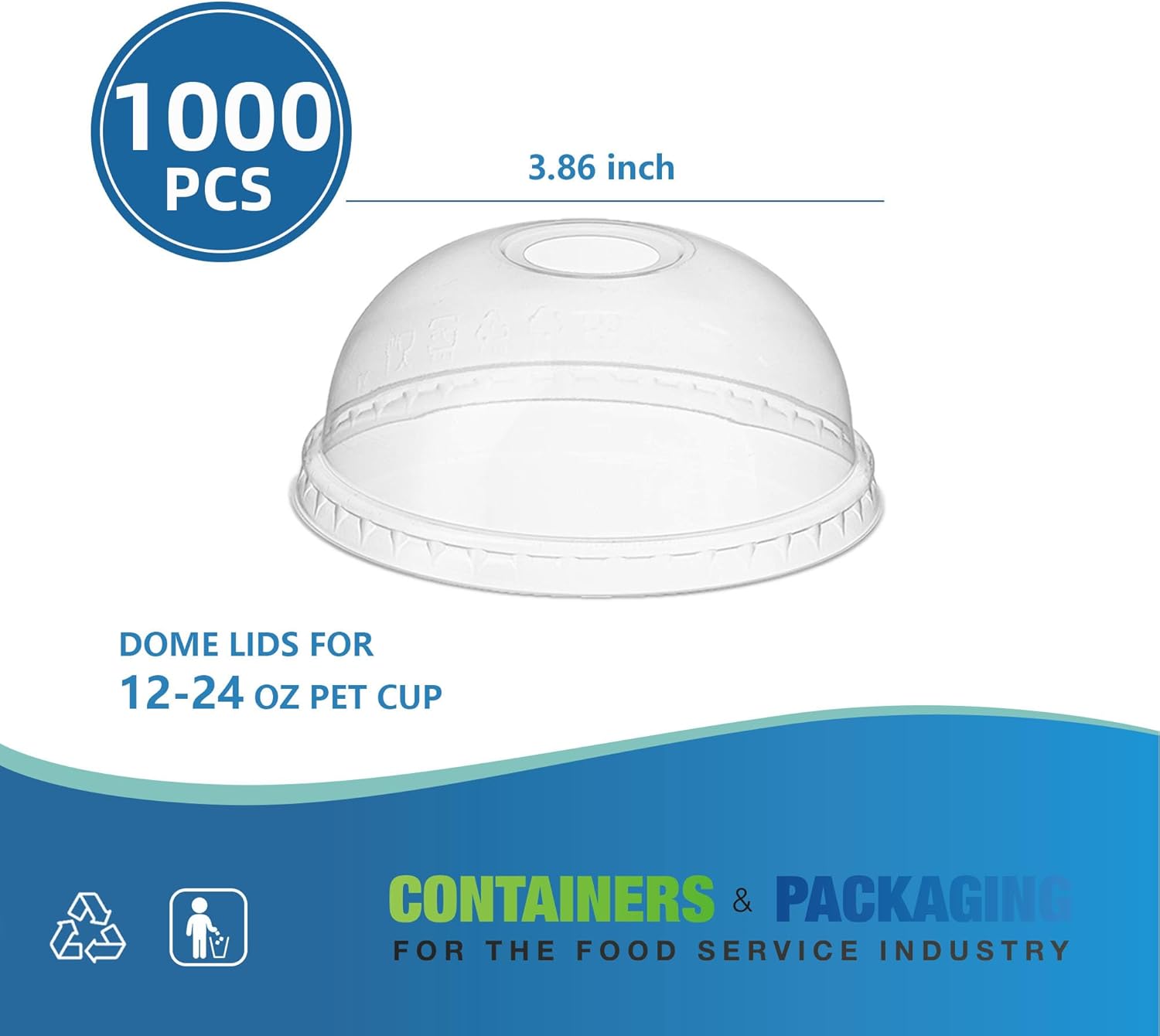 1000 Pack Clear Dome Lids for 12oz/16oz/20oz/24oz Plastic Iced Coffee Cups