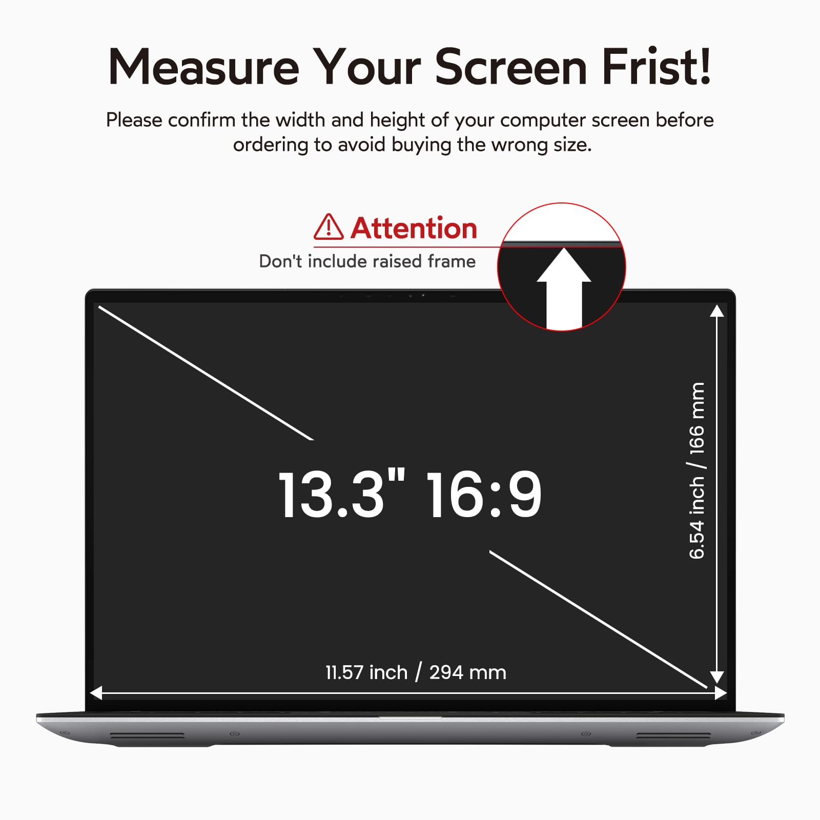 BERSEM Filtro de privacidad para ordenadores portátiles con pantalla de 13,3" (16 : 9) Protector de Extraíble Filtro Antideslumbrante de Luz Azul, Anti-Espía, Anti-Arañazos, Anti UV