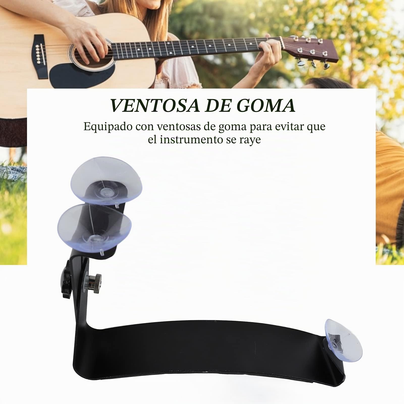 Reposapiés de Aluminio para Guitarra Soporte para Piernas con Ventosa de Goma Negro