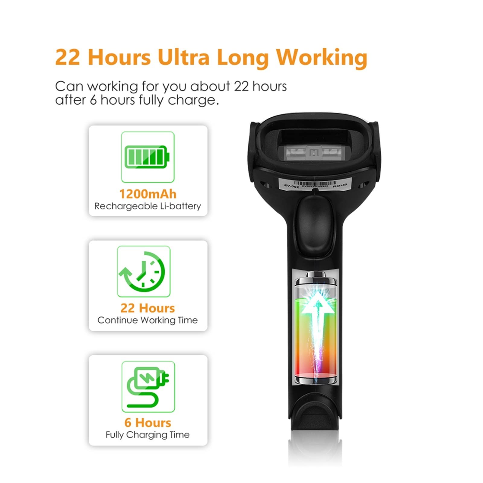 Inalámbrica Ccd Escáner de código Barras 2.4G inalámbrico USB Lector códigos 1d Mano en 1 por Cable portátil Escaneo imágenes para Puntos de Venta en supermercados