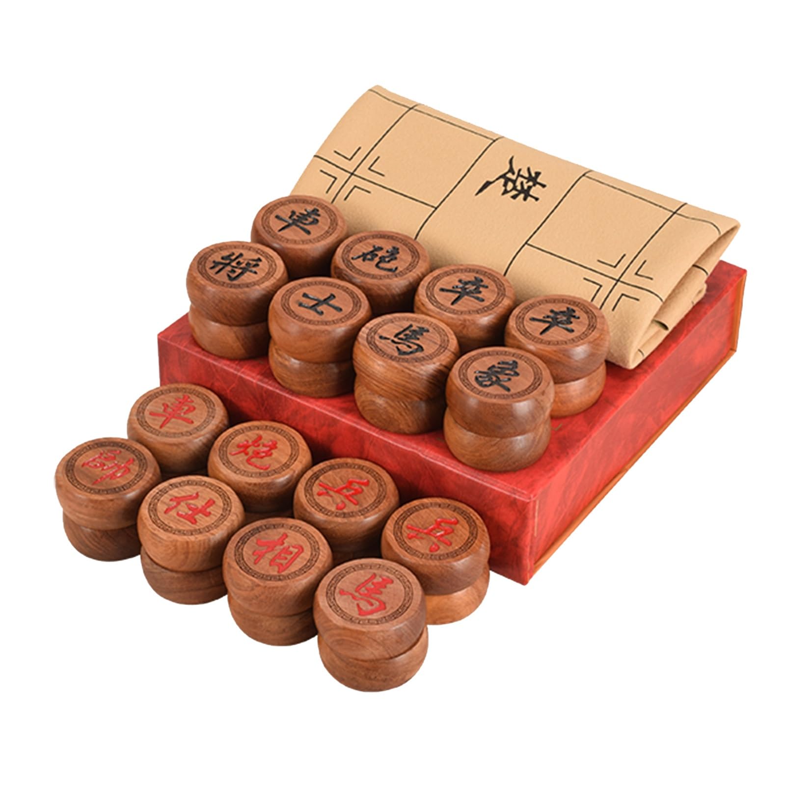 Scacchi Cinesi Xiangqi per 2 Giocatori, Gioco di strategia, Set da Gioco da Tavolo da Viaggio Portatile con Scacchiera in Pelle (Palissandro)