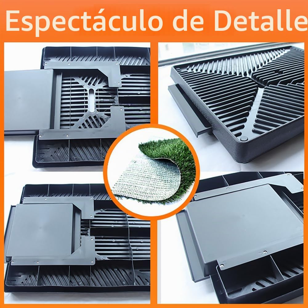 Inodoro para perros, alfombra de aprendizaje de la limpieza con separador de orina, alfombra de pajita para perro con bandeja grande (64 x 51 cm), con bandeja extraíble, ideal para el entrenamiento de
