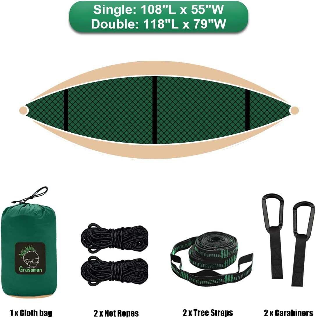 Grassman Camping Hammock Mosquito Net, Portable Hammock with Net Single or Double, Hammock Tent for Travel Camping, Camping Accessories for Indoor, Outdoor, Hiking, Backpacking, Backyard, Beach : Sports & Outdoors