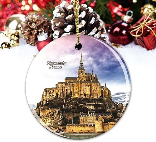 Vinisong Decoración de Navidad Normandía Francia, adorno de Navidad, recuerdo de recuerdo, adorno de Navidad, regalo de árbol de Navidad, adorno de