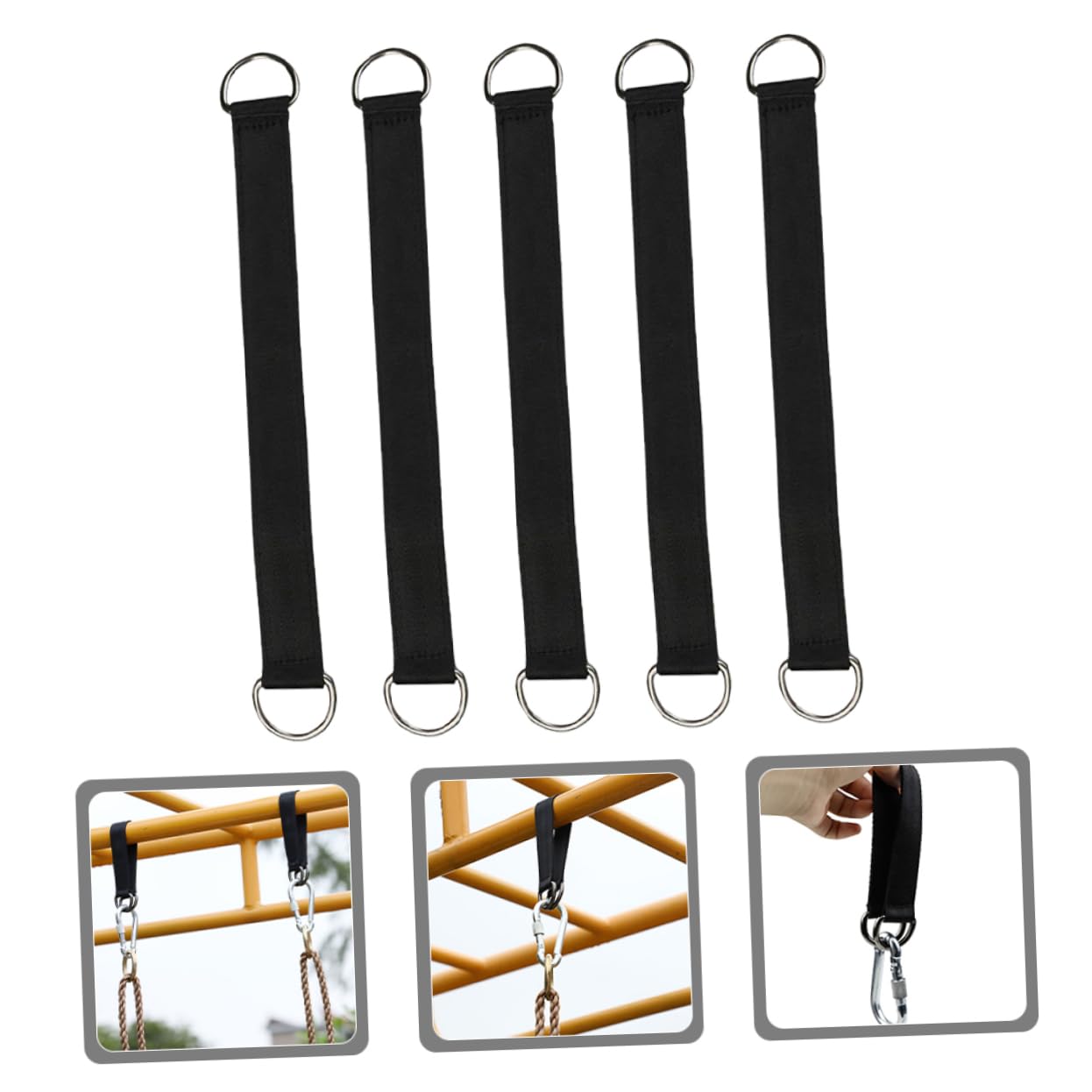 BESPORTBLE 25piezas Cintas Fijas para Columpios con Argollas Inoxidable Cuerdas De Hamaca para Exterior para Camping y Actividades