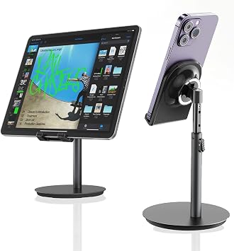 Mobile Phone & Tablet Stand for Bix Saiji S1-II Table, Adjustable Height Angle, iPhone, iPad, Samsung etc. Compatible for All 4'-11' Screens. Black