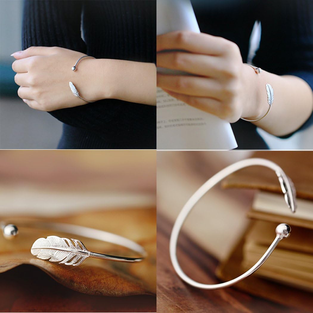 Chereda Beautiful Fashion 925 Sterling Silver Leaf Bracelet for Girls and Women, Pot.1, 1x - Image 4