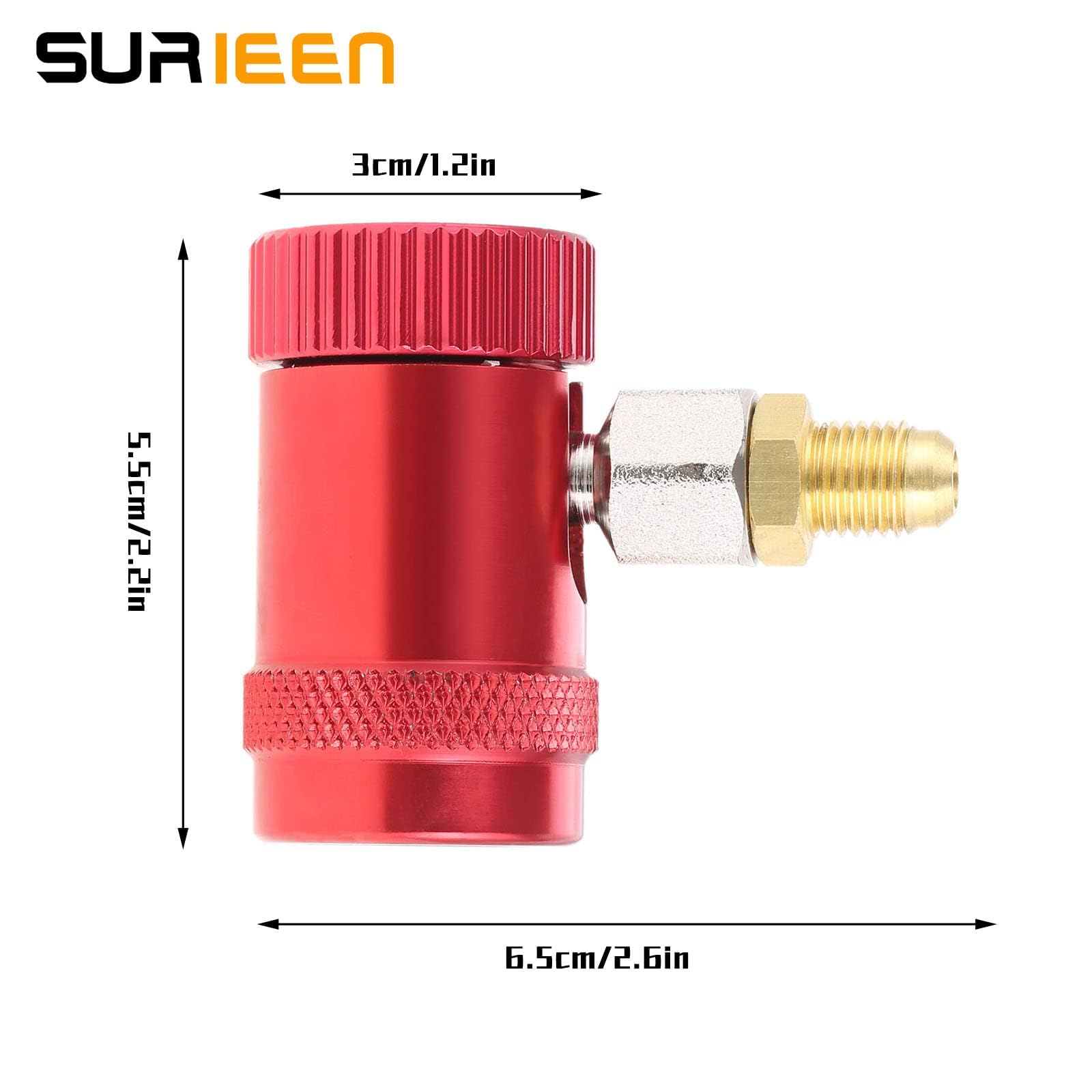R1234yf Schnellkupplungsadapter 1/4 Zoll Steckeranschluss Verstellbarer Konnetor Adapter High/Low Side R1234yf Adapter Manuelle Kupplung für A/C Kältemittel Krümmermessgerät Set