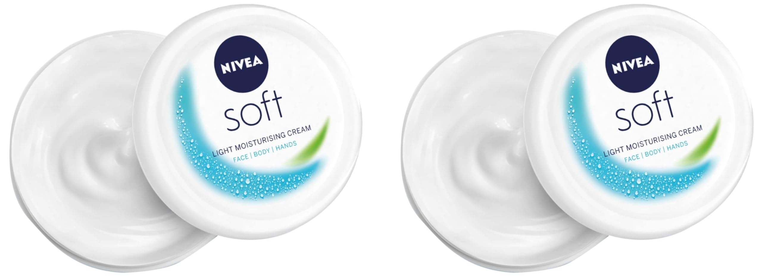 NIVEA Soft Light Moisturizer for Face, Hand & Body, Non-Greasy Cream with Vitamin E & Jojoba Oil for Instant Hydration, 300 ml (Pack of 2)