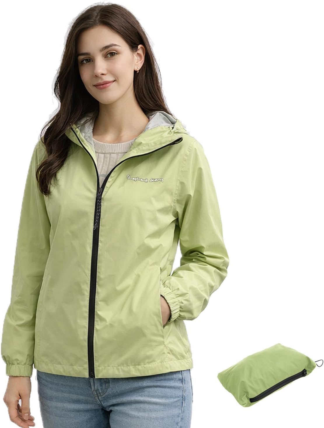 Rain Jacket Women Waterproof Packable Raincoats With Hood Lightweight Windbreaker For Travel Hiking