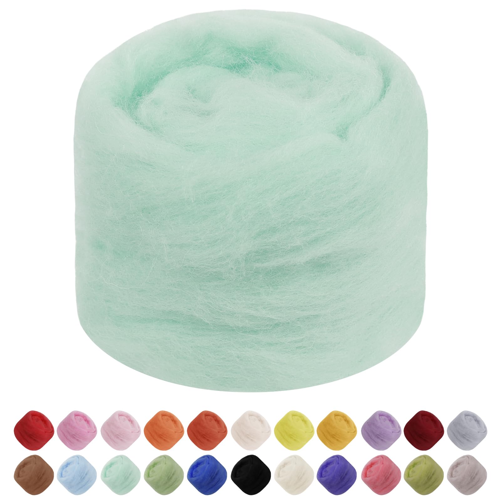 JeogYong Needle Felting Wool, 1.76oz Wool Roving Chunky Wool Yarn, Mint Green Wool Roving Yarn for Needle Felting, Wet Felting, Felting Projects, DIY Crafts