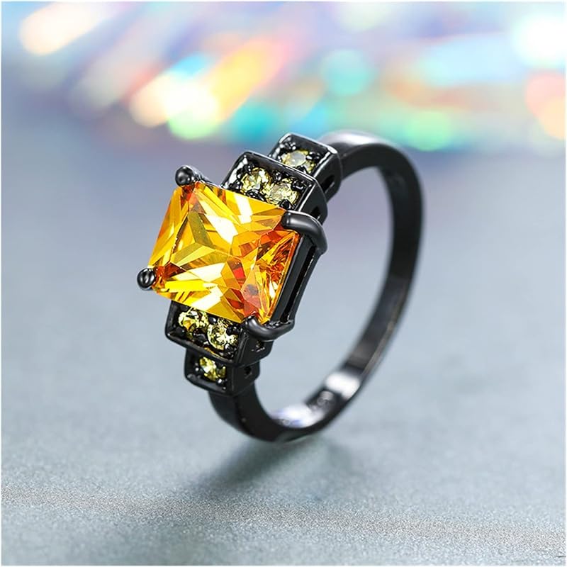 ジュエリー エントリー最大p14倍以上 婚約指輪 ビンテージブラックゴールドの結婚指輪 かわいい 女性の大きなシャンパンストーンリング 女性のための約束愛の広場婚約指輪 Ring Size 8 Jqpwfduqjc Www Flowtobacco Com