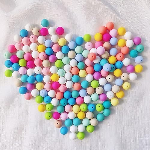 Miniatura 3 de 60 cuentas redondas de silicona de goma de 0.59 pulgadas a granel, magnífico kit de fabricación para llavero, borlas, collar, pulsera, joyería,