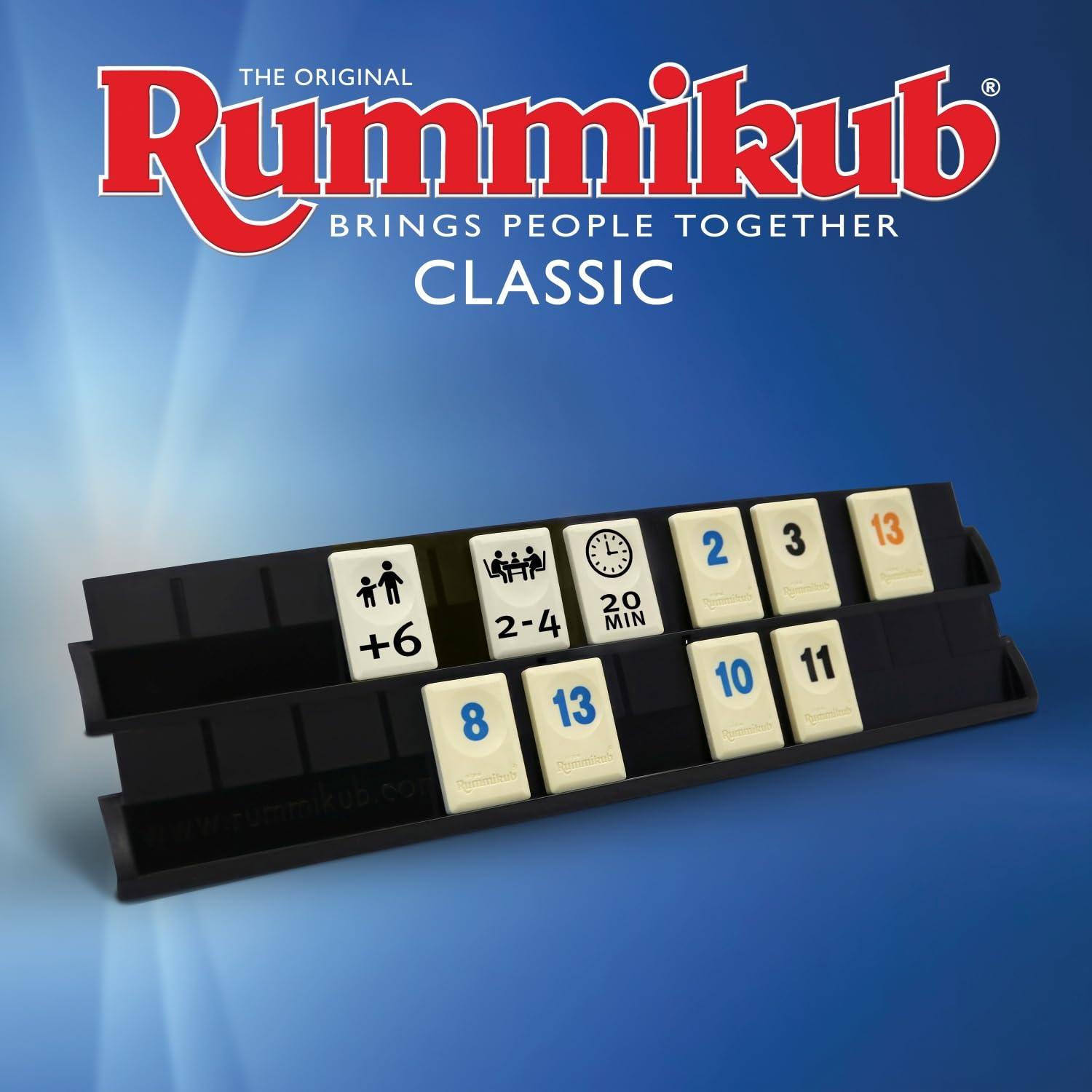 Goliath RUMMIKUB Original Classic, gra planszowa dla dorosłych i dzieci od 6 lat, strategia numeryczna, zabawka edukacyjna dla 2-4 graczy, wspiera logiczne myślenie, wersja wielojęzyczna
