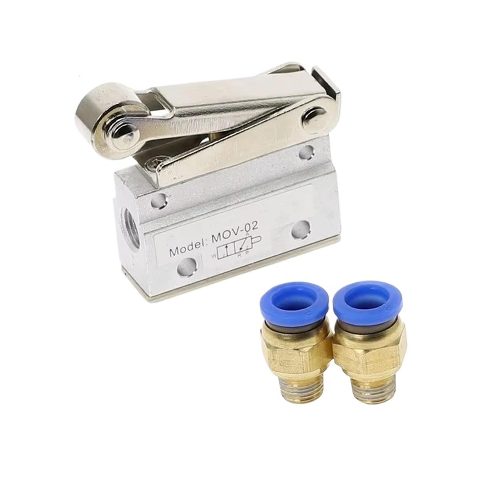 Válvula neumática MOV-02 10mm para solucionar fugas de aire en maquinaria con rodillo mecánico